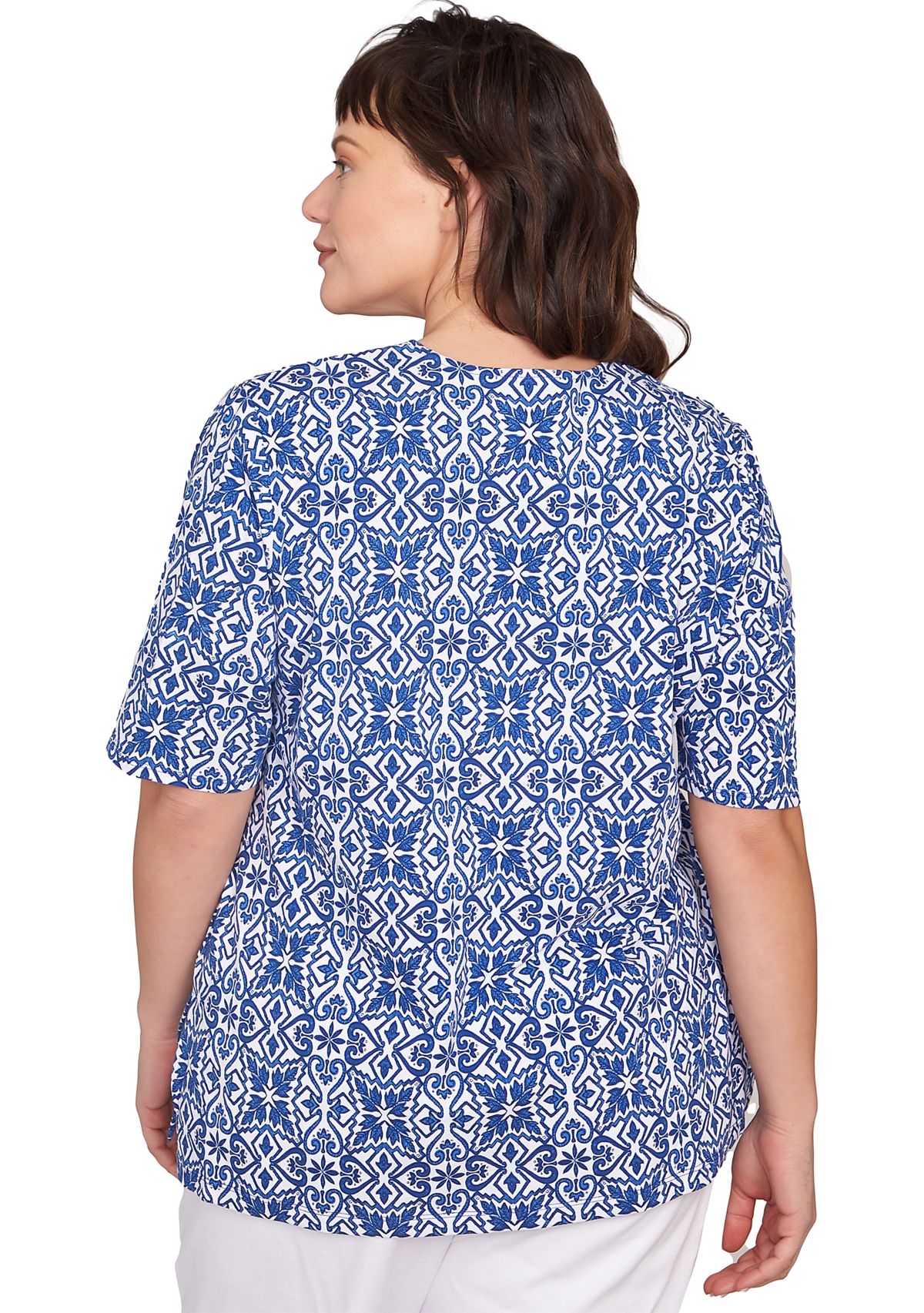 Plus Size Pacific Medallions Embellished Knit Top