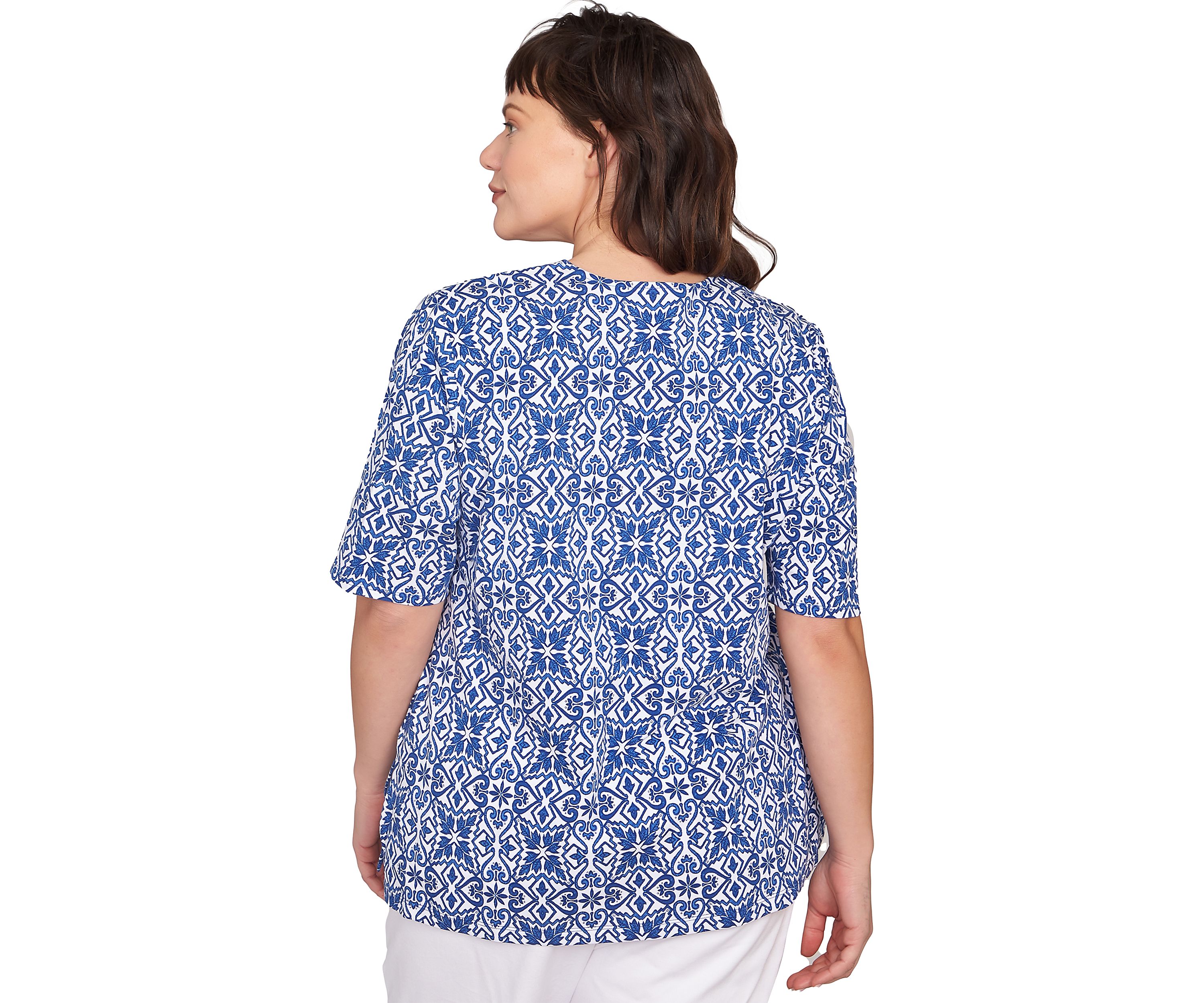 Plus Size Pacific Medallions Embellished Knit Top
