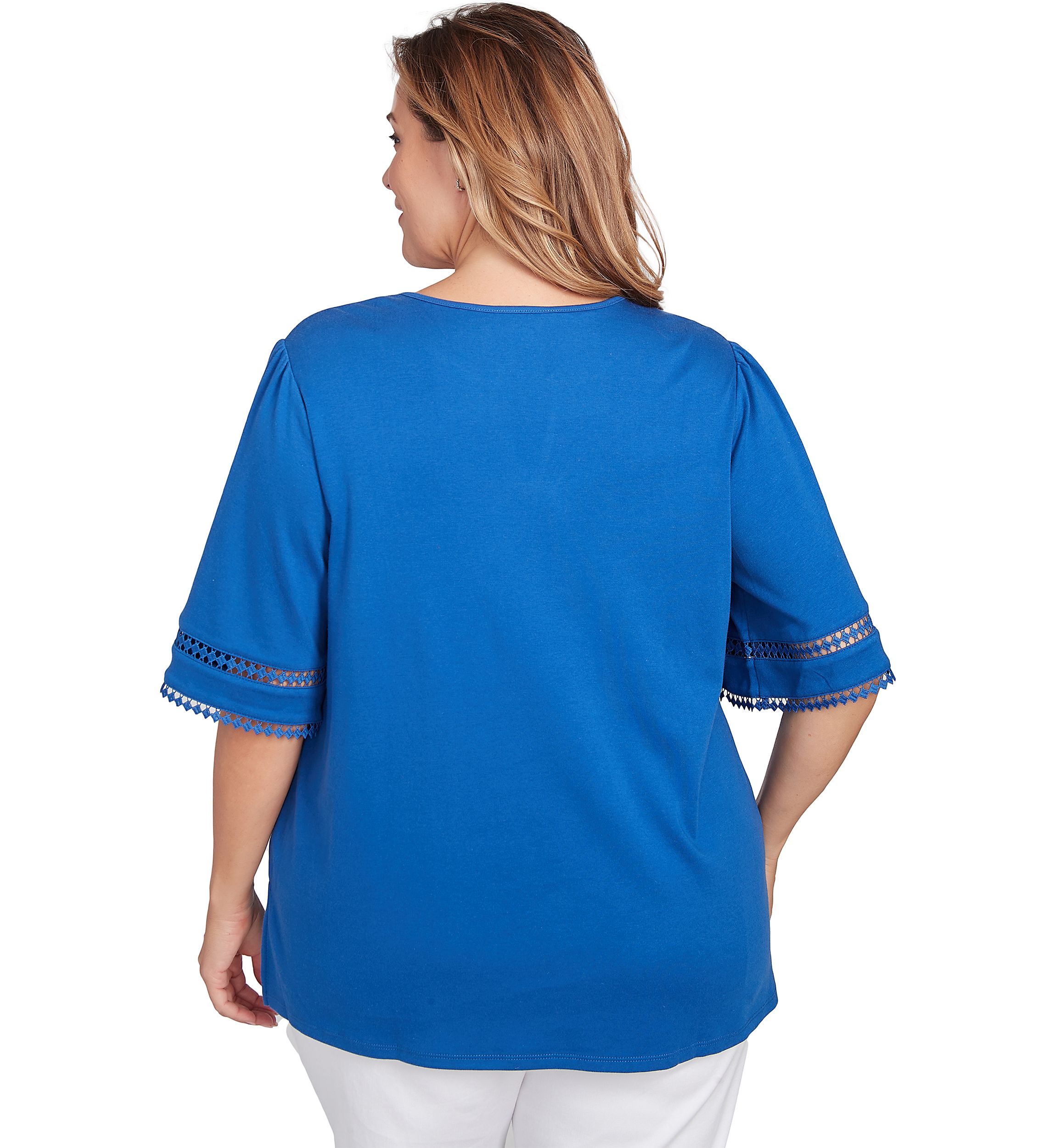 Plus Size Solid Diamond Stitch Top