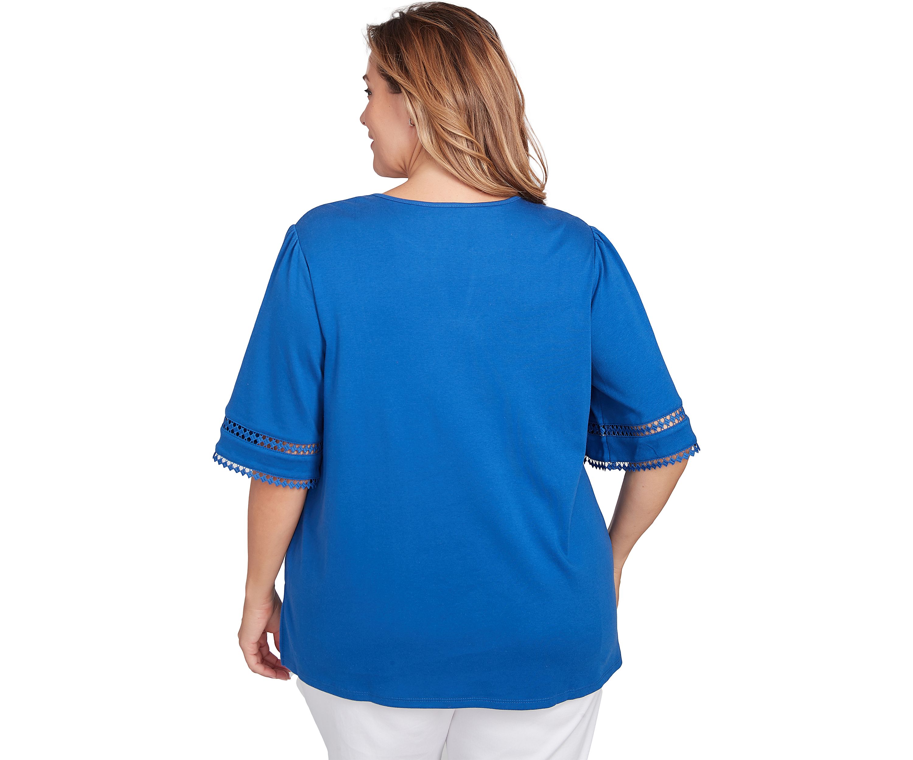 Plus Size Solid Diamond Stitch Top