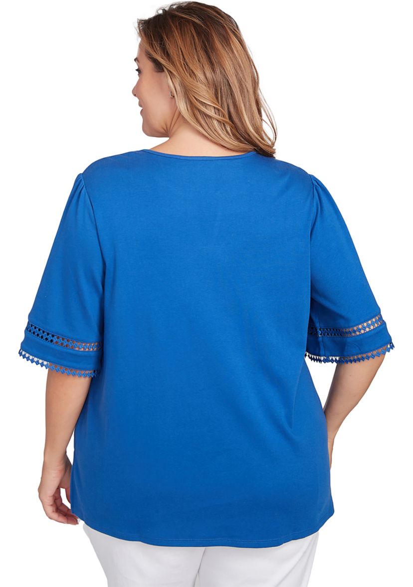 Plus Size Solid Diamond Stitch Top