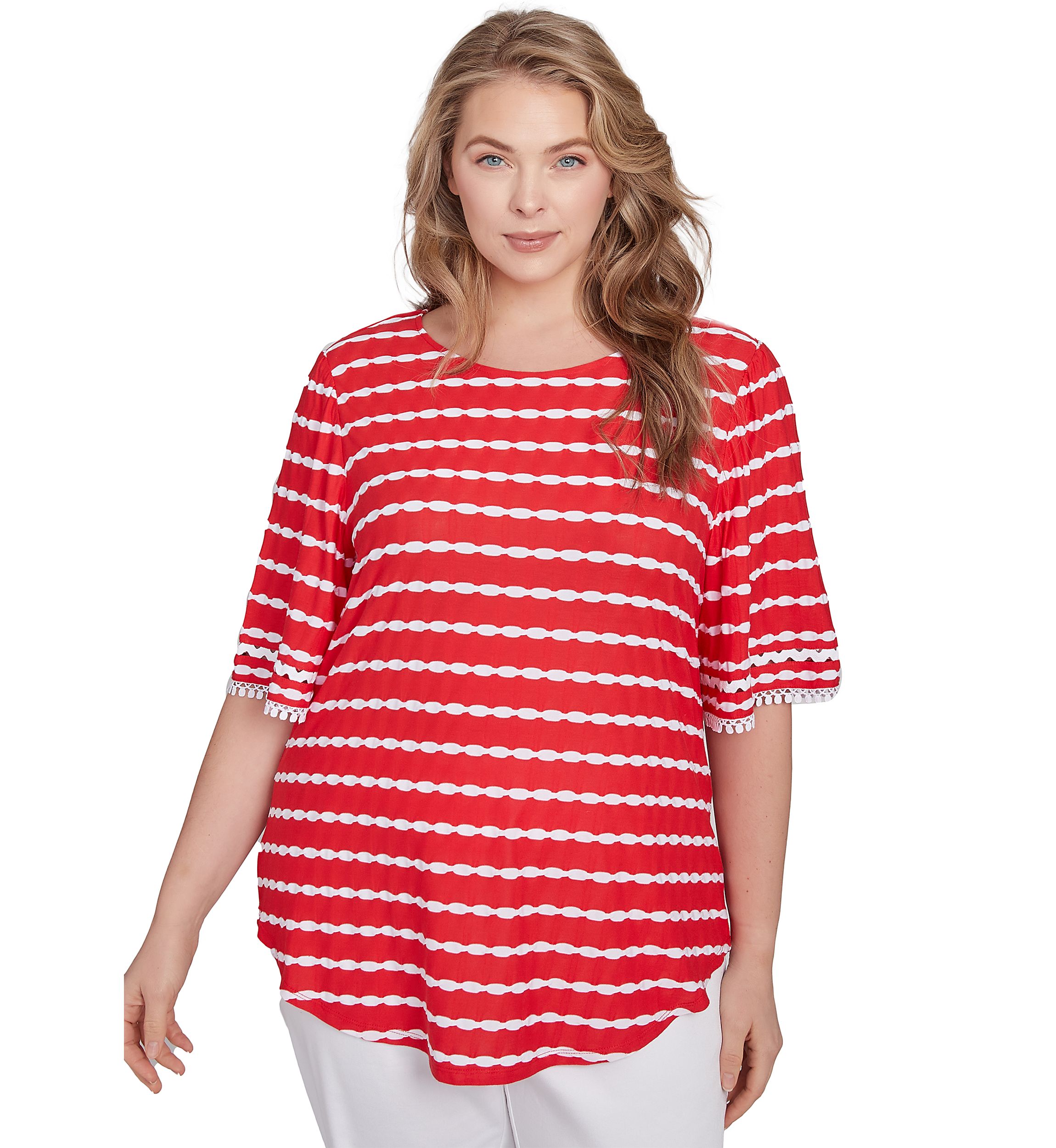 Tapered Stripe Textured T-Shirt