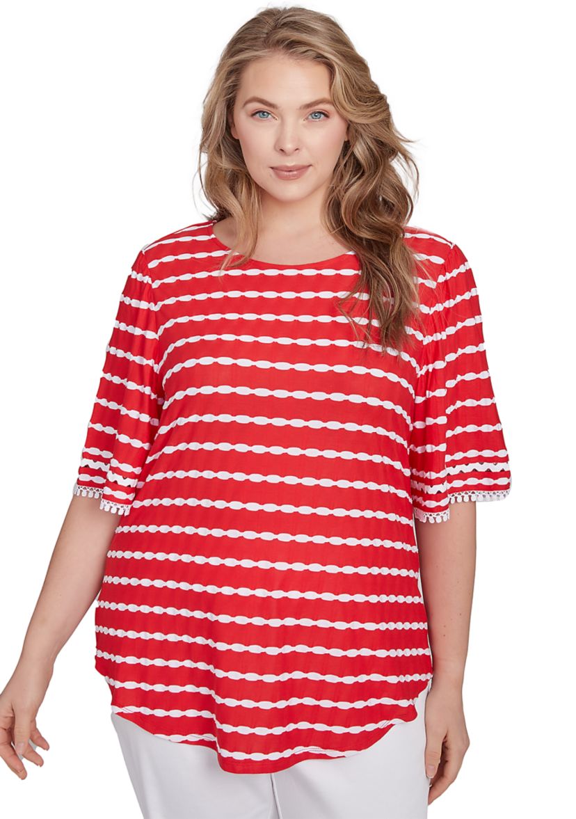 Tapered Stripe Textured T-Shirt
