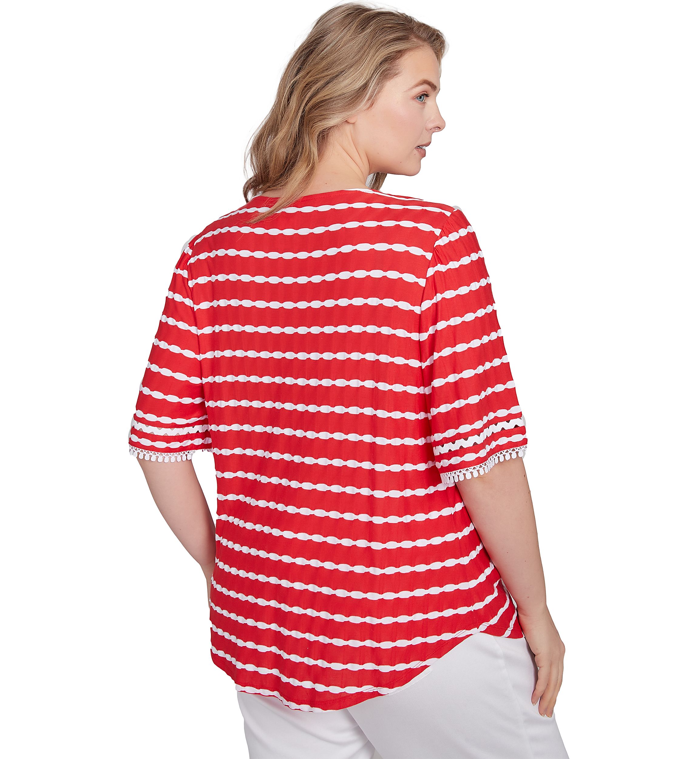 Tapered Stripe Textured T-Shirt