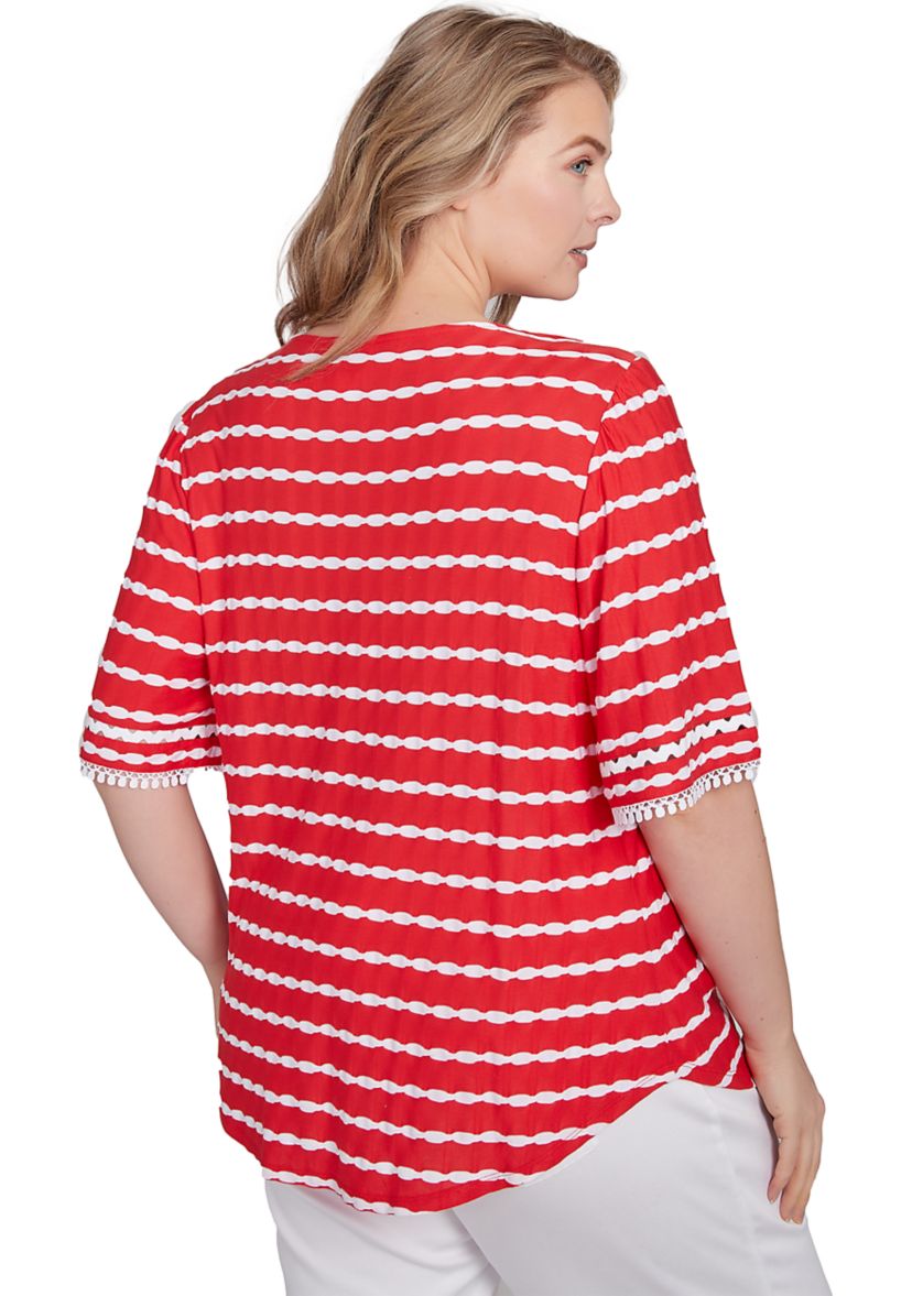 Tapered Stripe Textured T-Shirt