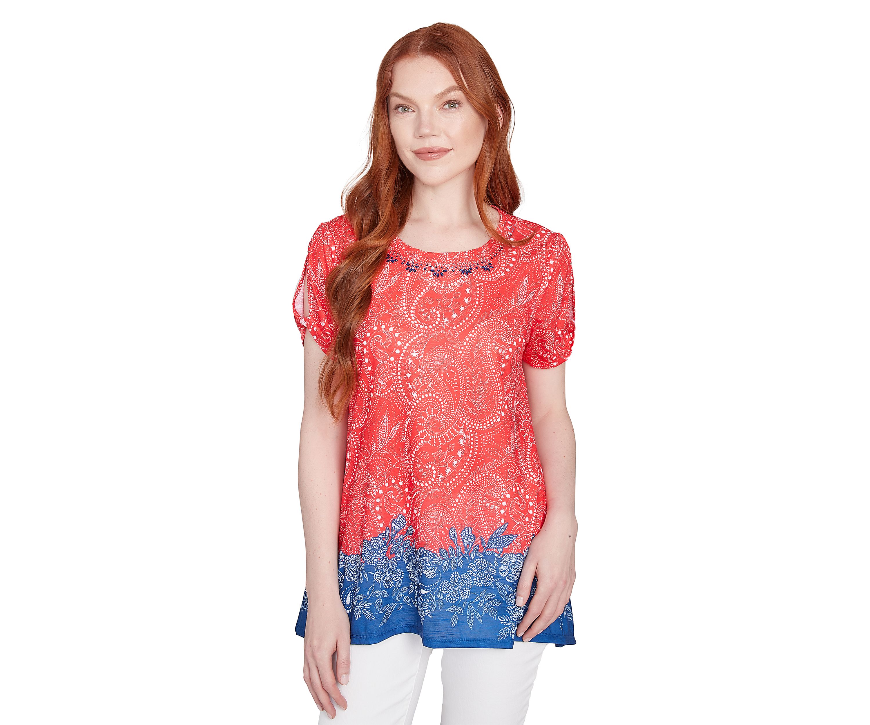 Petite Americana Embellished Jersey T-Shirt