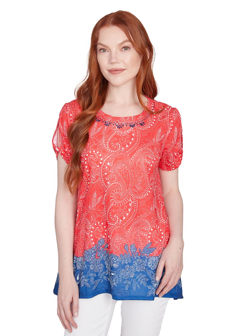 Petite Americana Embellished Jersey T-Shirt