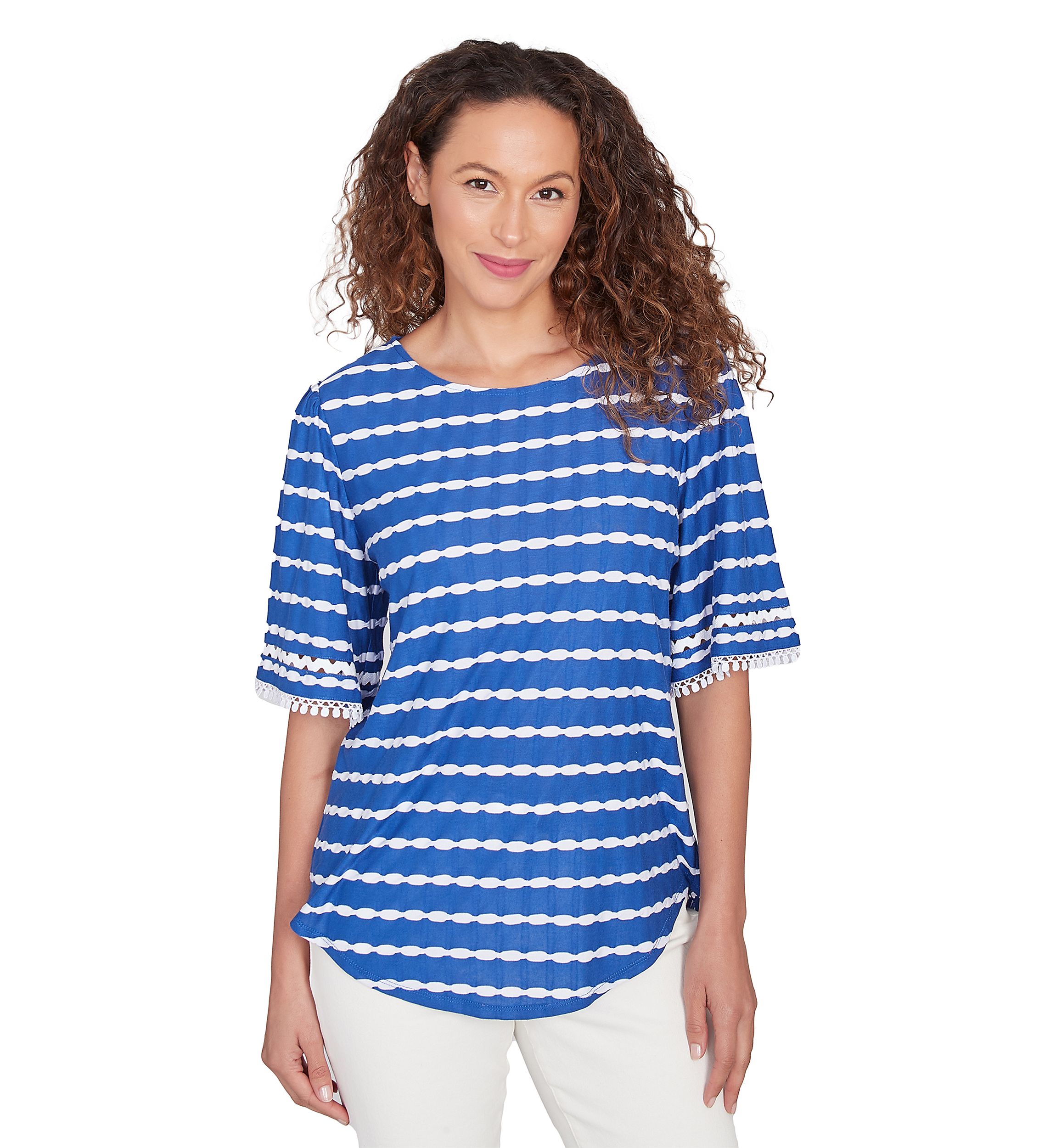 Petite Tapered Stripe Textured T-Shirt 