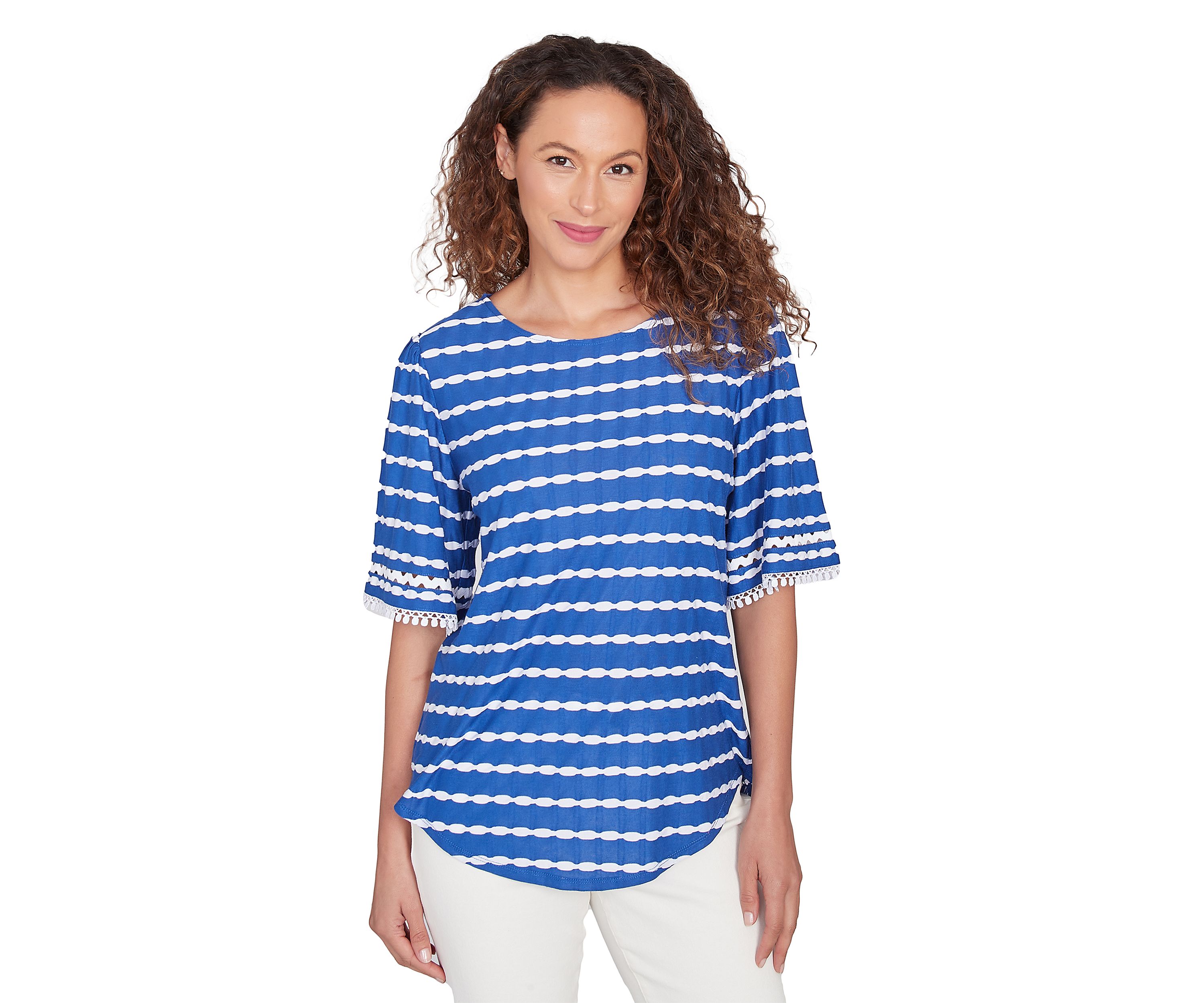Petite Tapered Stripe Textured T-Shirt 