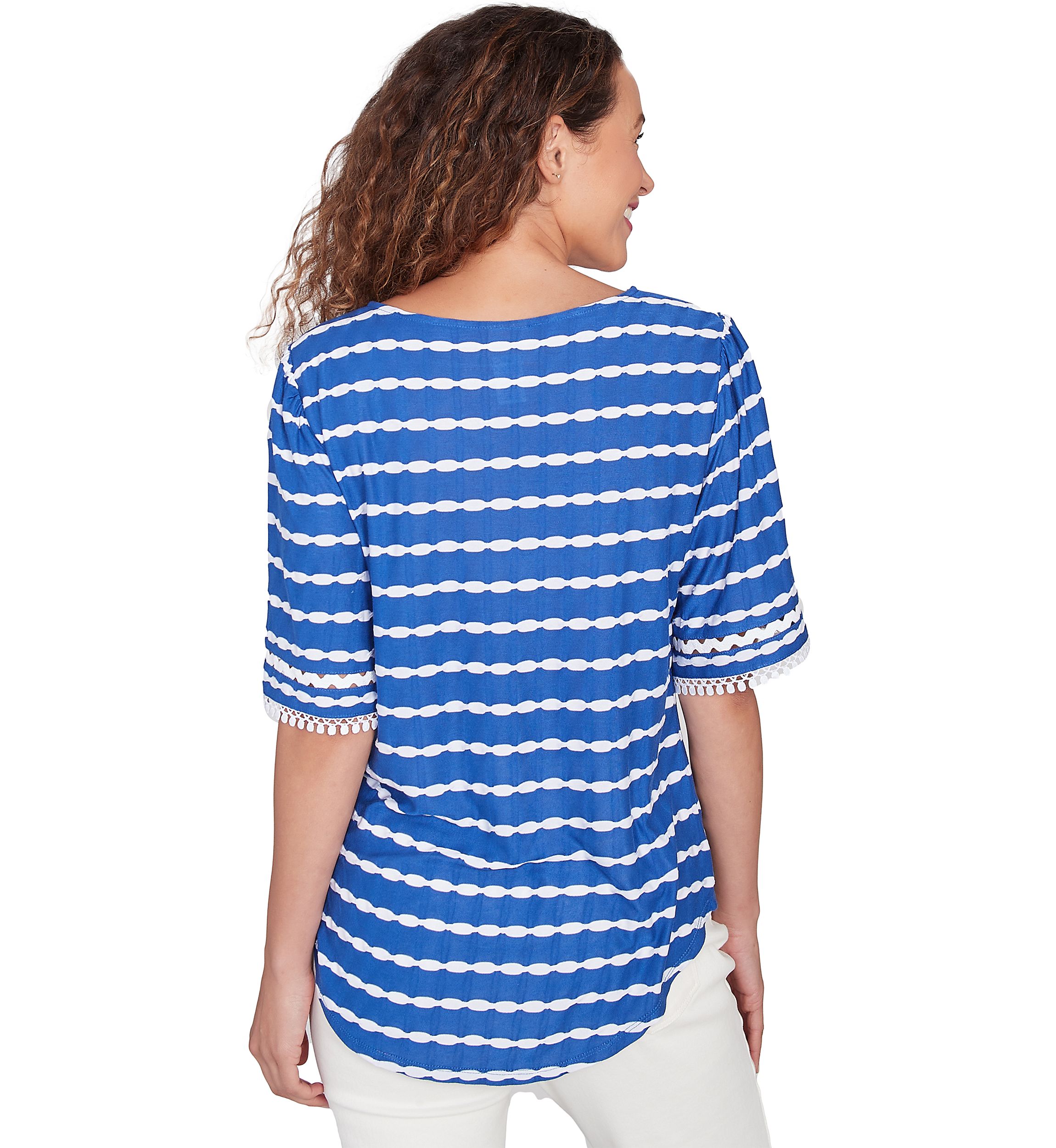 Petite Tapered Stripe Textured T-Shirt 