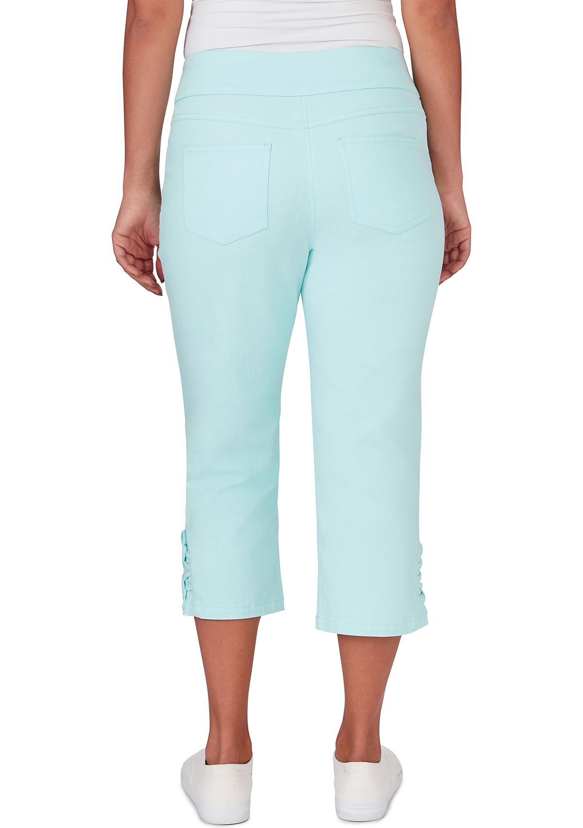 Womens Embellished Stretch Denim Capri Pants