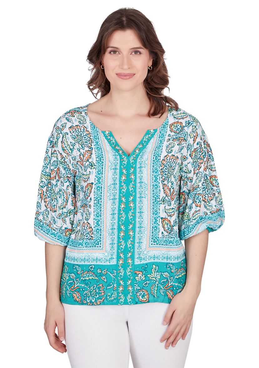 Womens Woven Swiss Dot Top