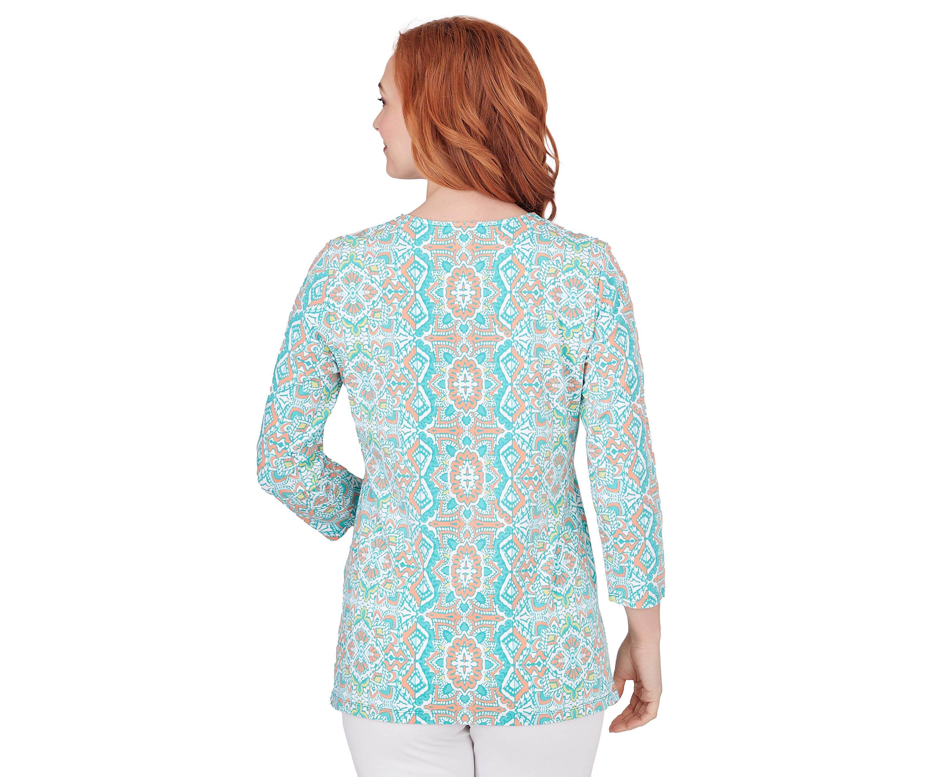 Womens  Medallion Stretch Knit Top 