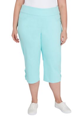 Ruby Rd. Plus Size Pull-On Extra Stretch Denim Clamdigger Capri Pants