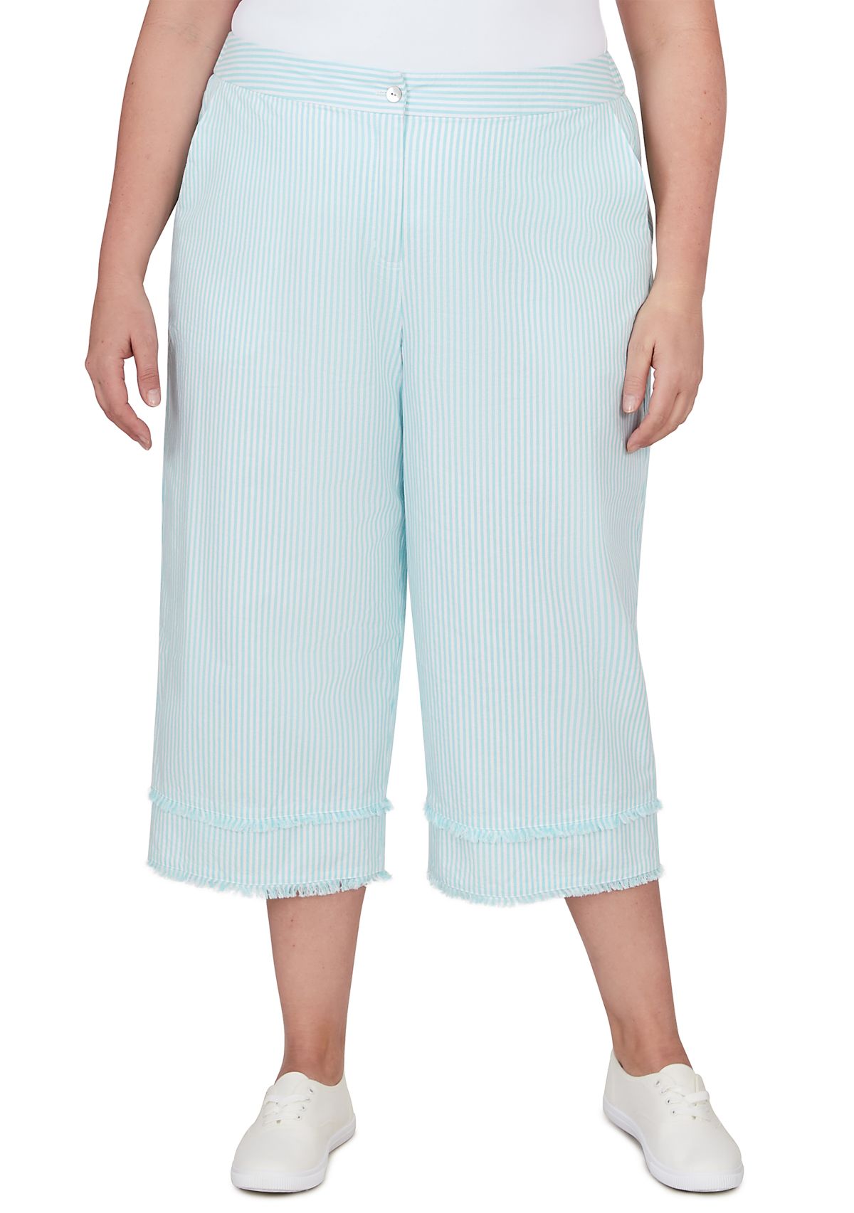 Plus Size Cotton Denim Wide Leg Pants