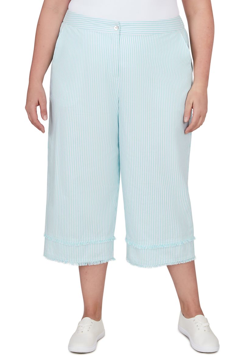 Plus Size Cotton Denim Wide Leg Pants