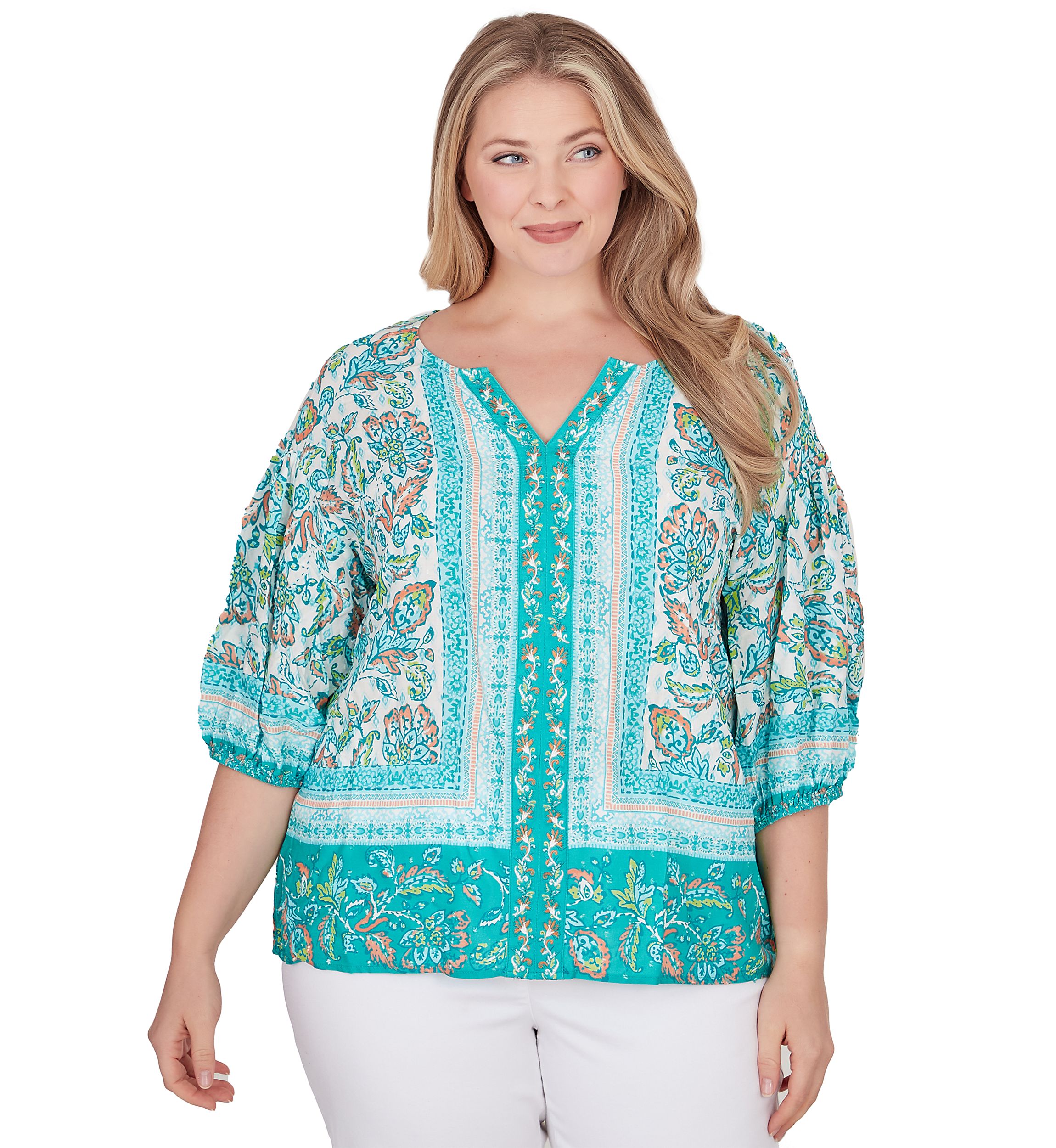 Plus Size Woven Printed Top