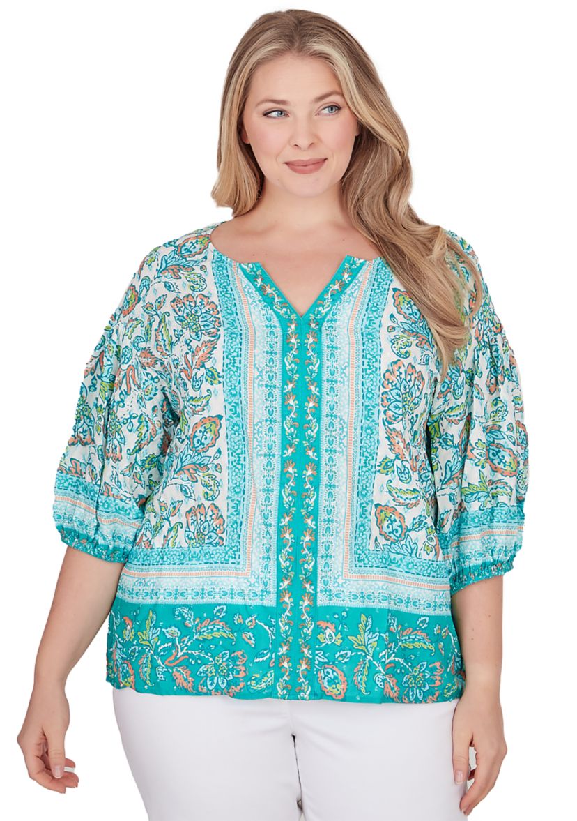 Plus Size Woven Printed Top