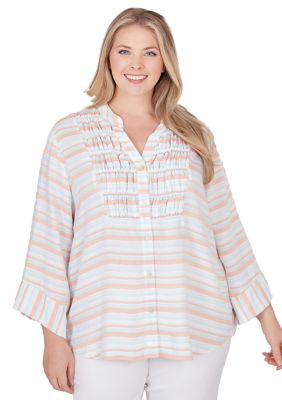 Women's Woven Metallic Striped Top