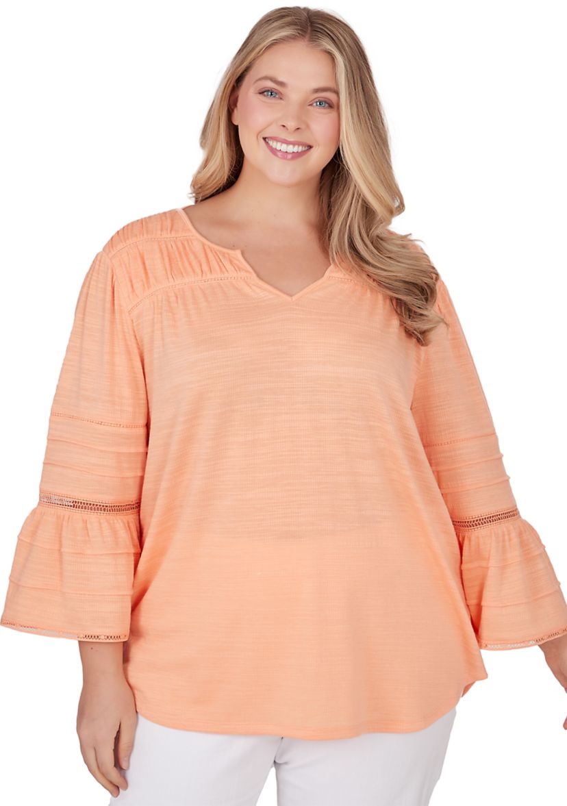 Plus Size Slub Lace Knit Top