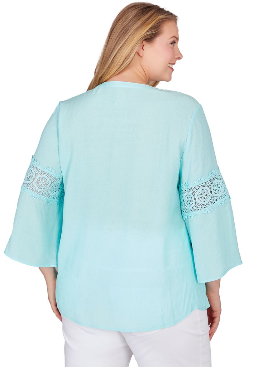 Womens Lace Solid Knit Top