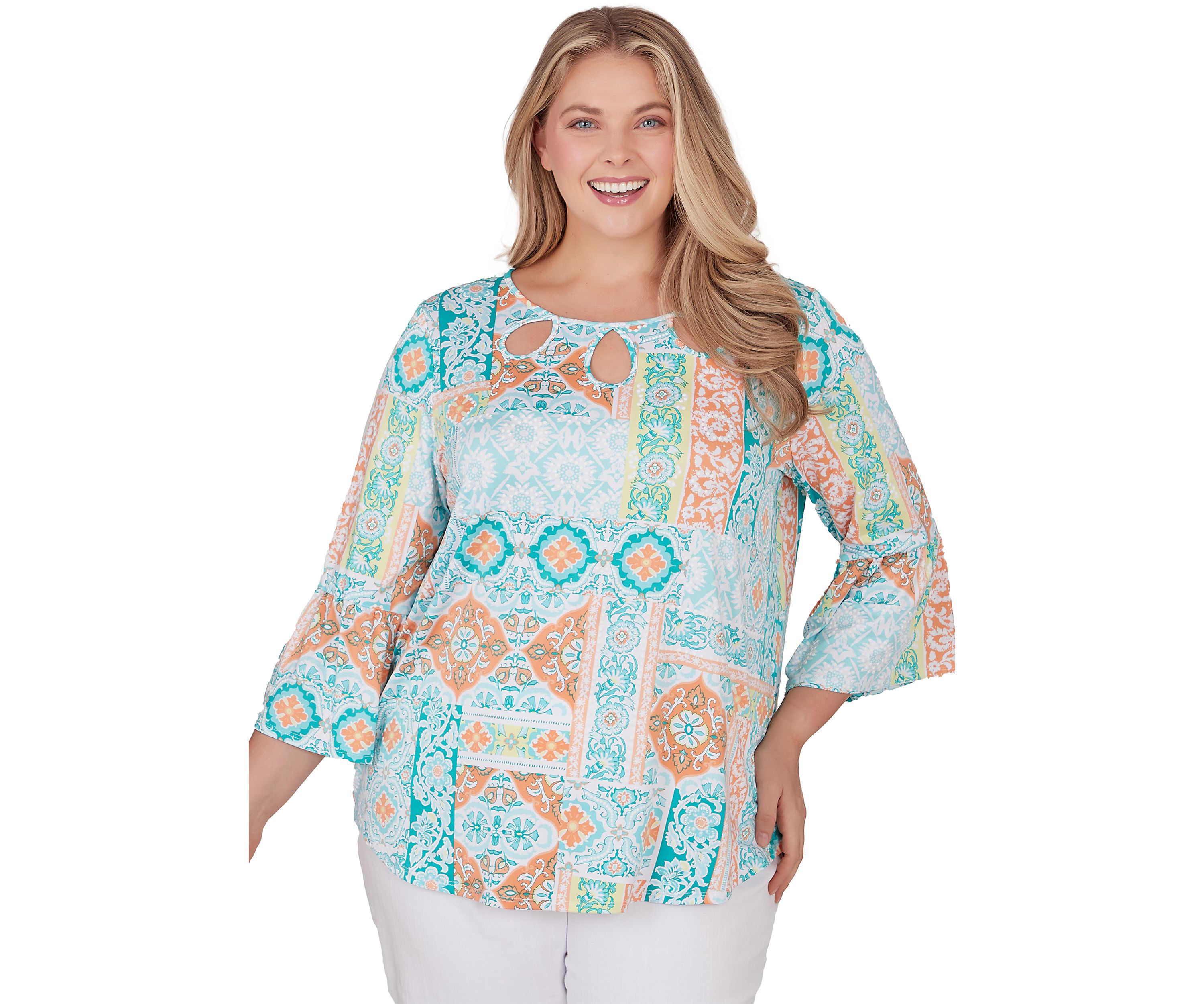 Plus Size Breezy Printed Eclectic Knit Top