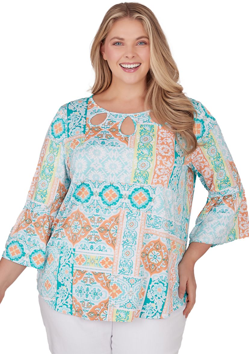 Plus Size Breezy Printed Eclectic Knit Top