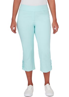 Petite Embellished Stretch Denim Capri Pants