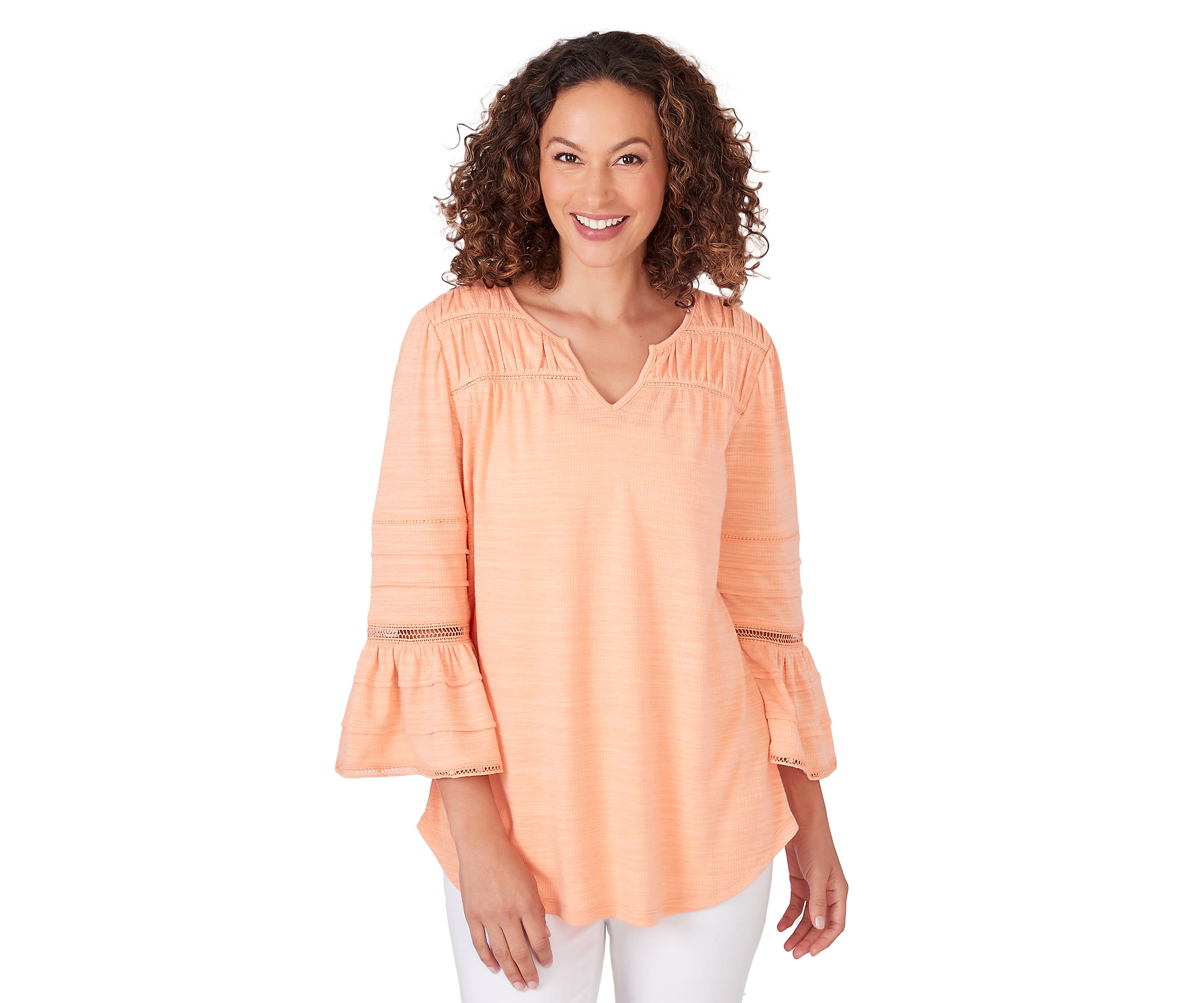 Petite Size Slub Lace Knit Top