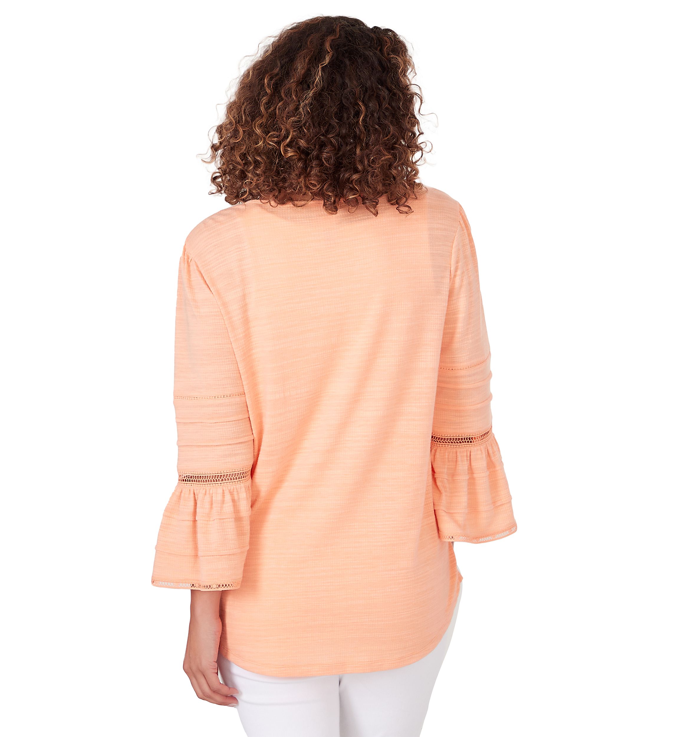 Petite Size Slub Lace Knit Top