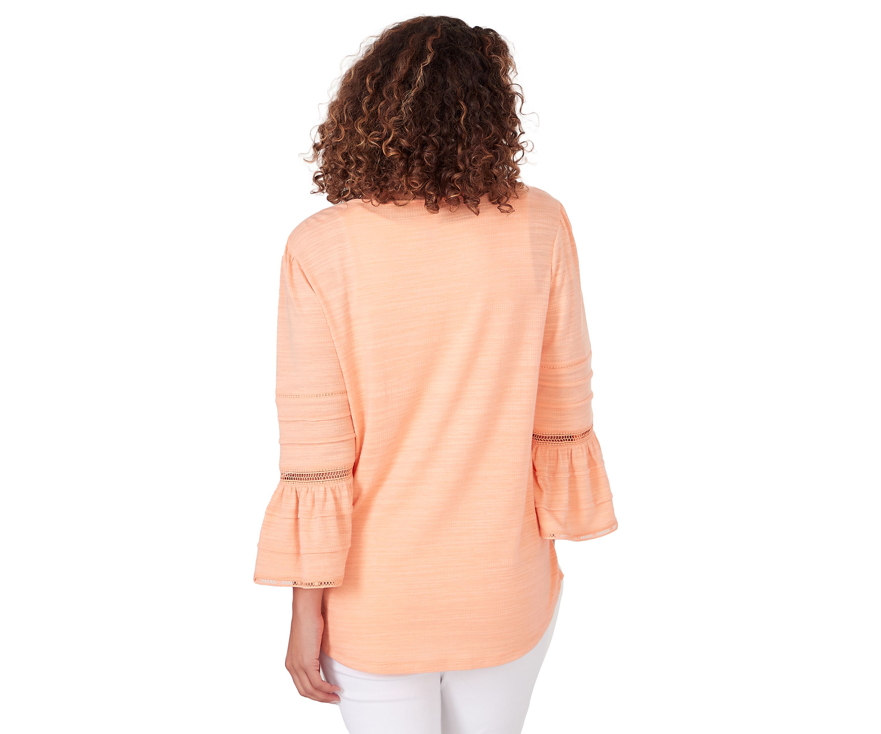 Petite Size Slub Lace Knit Top