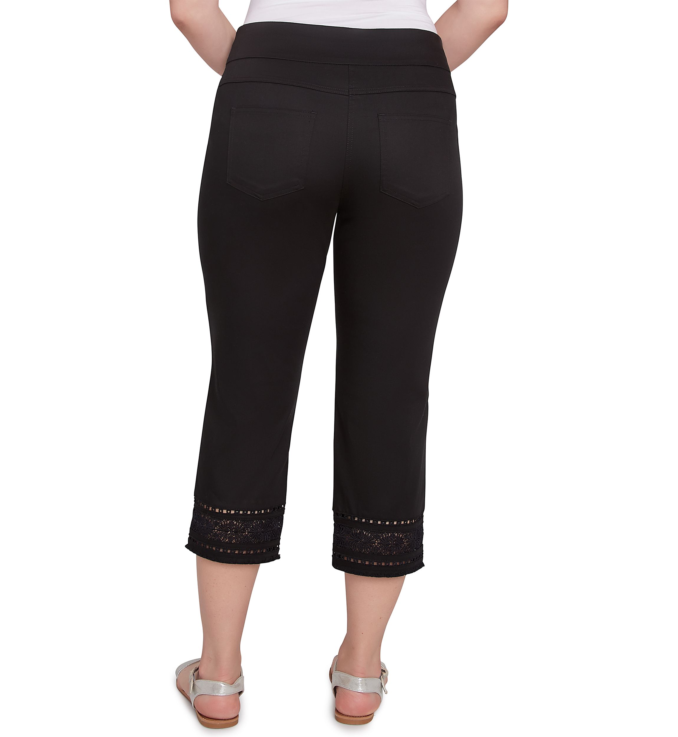 Womens Lotus Lace Soft Denim Capri Pants