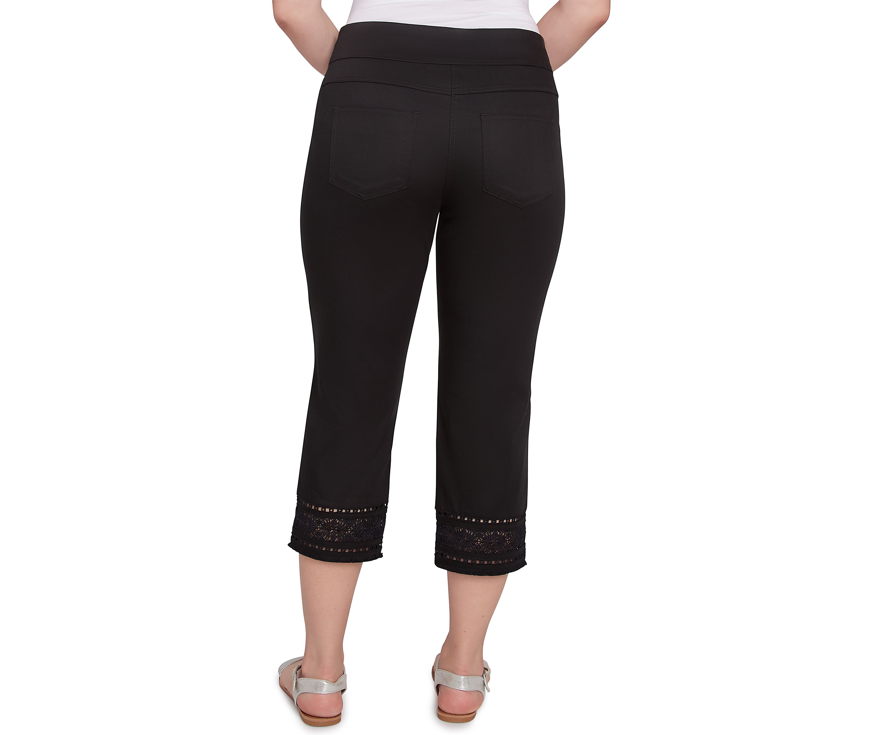 Womens Lotus Lace Soft Denim Capri Pants