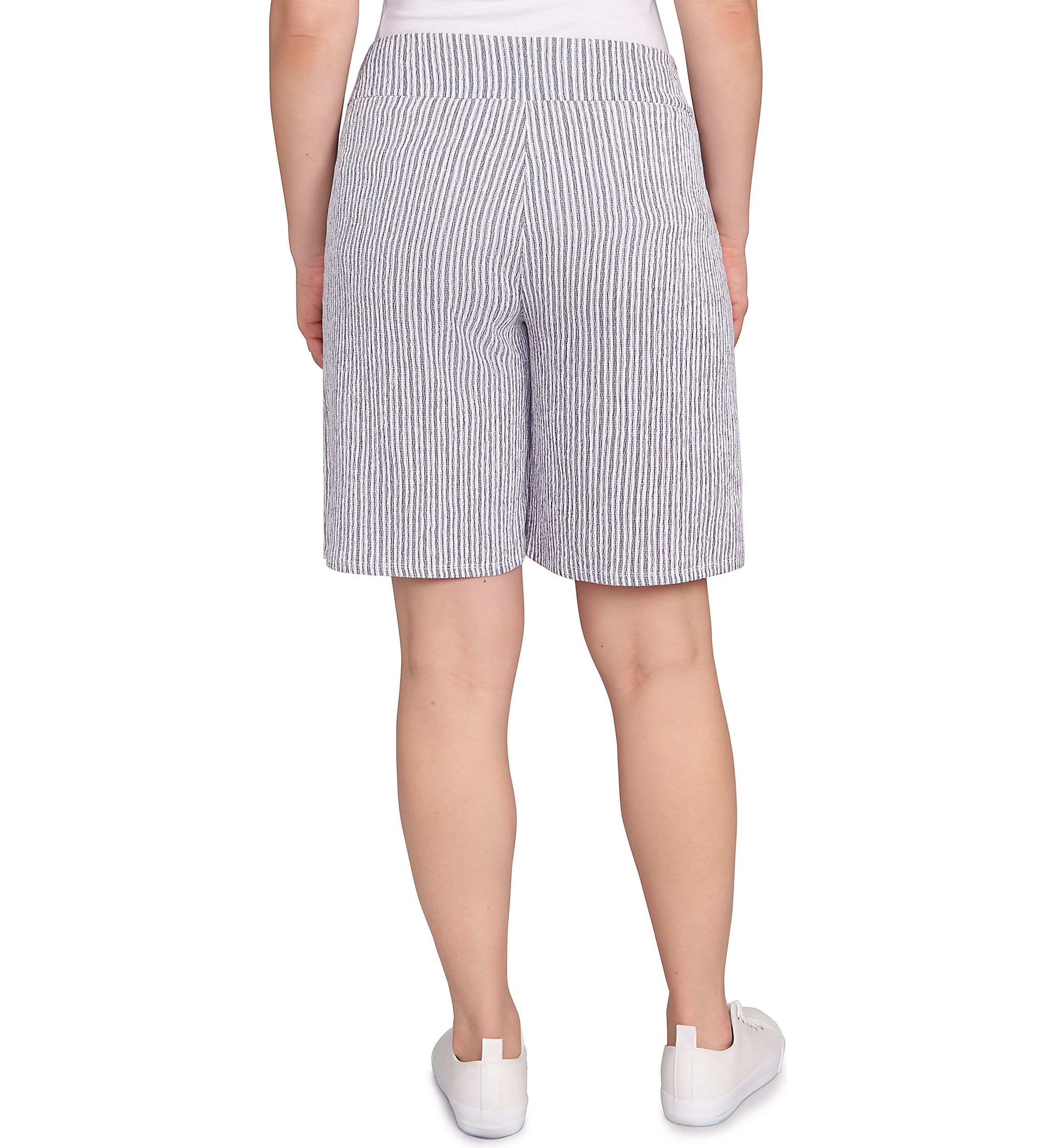 Womens Pull On Puckered Stripe Knit Shorts