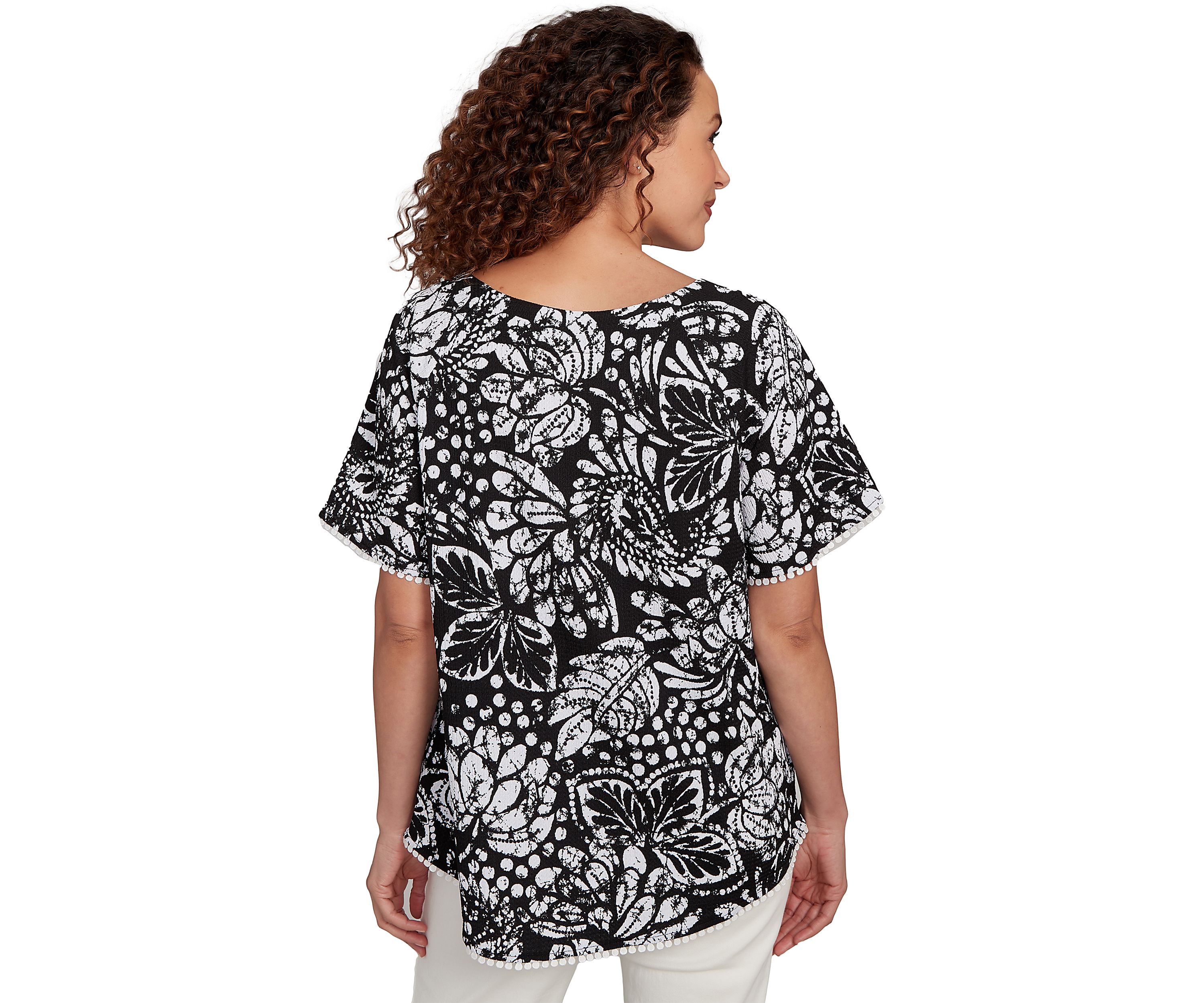 Womens Batik Island Paisley Lace Neck T-Shirt