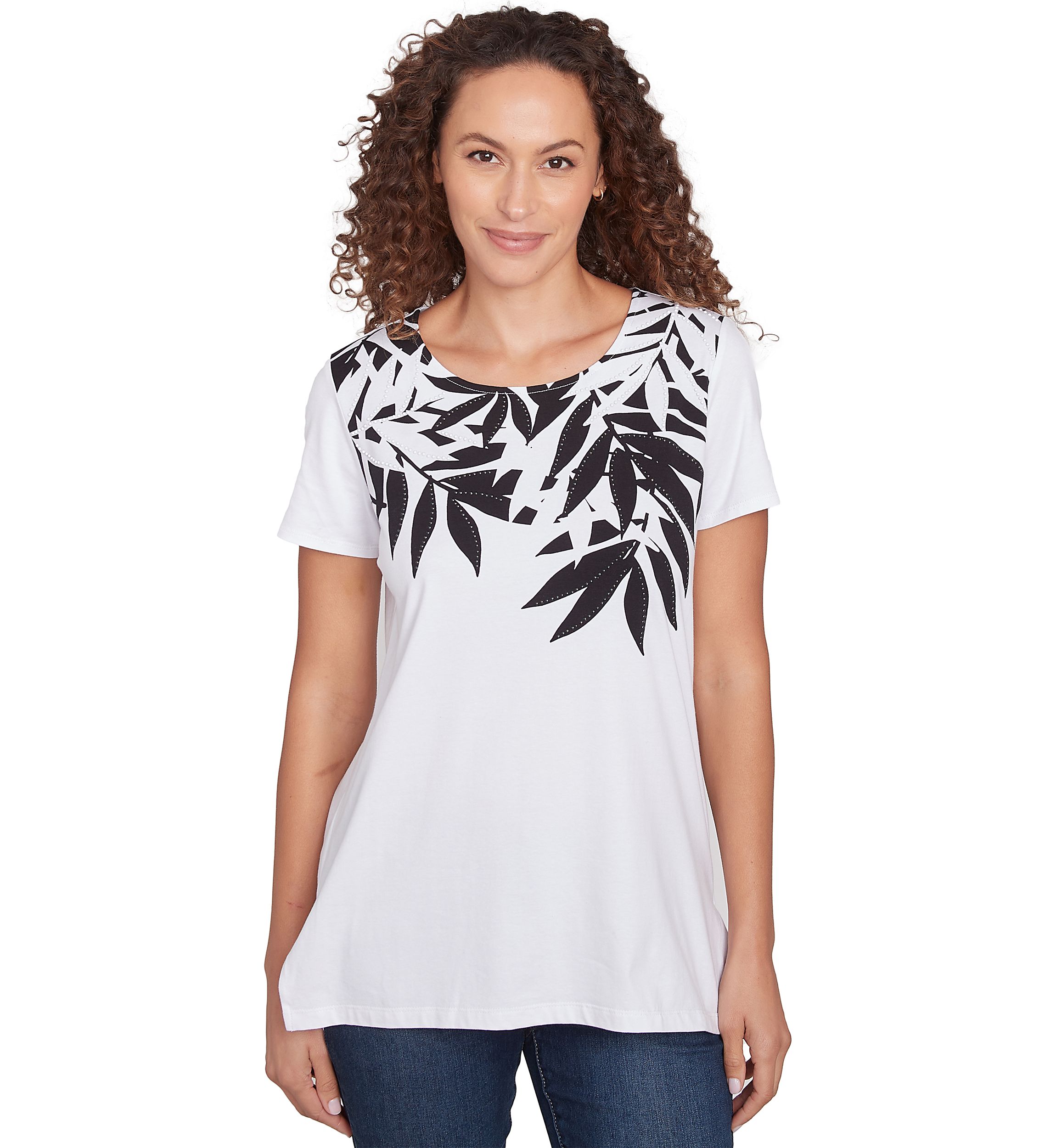 Womens Scoop Neck Palm Print T-Shirt
