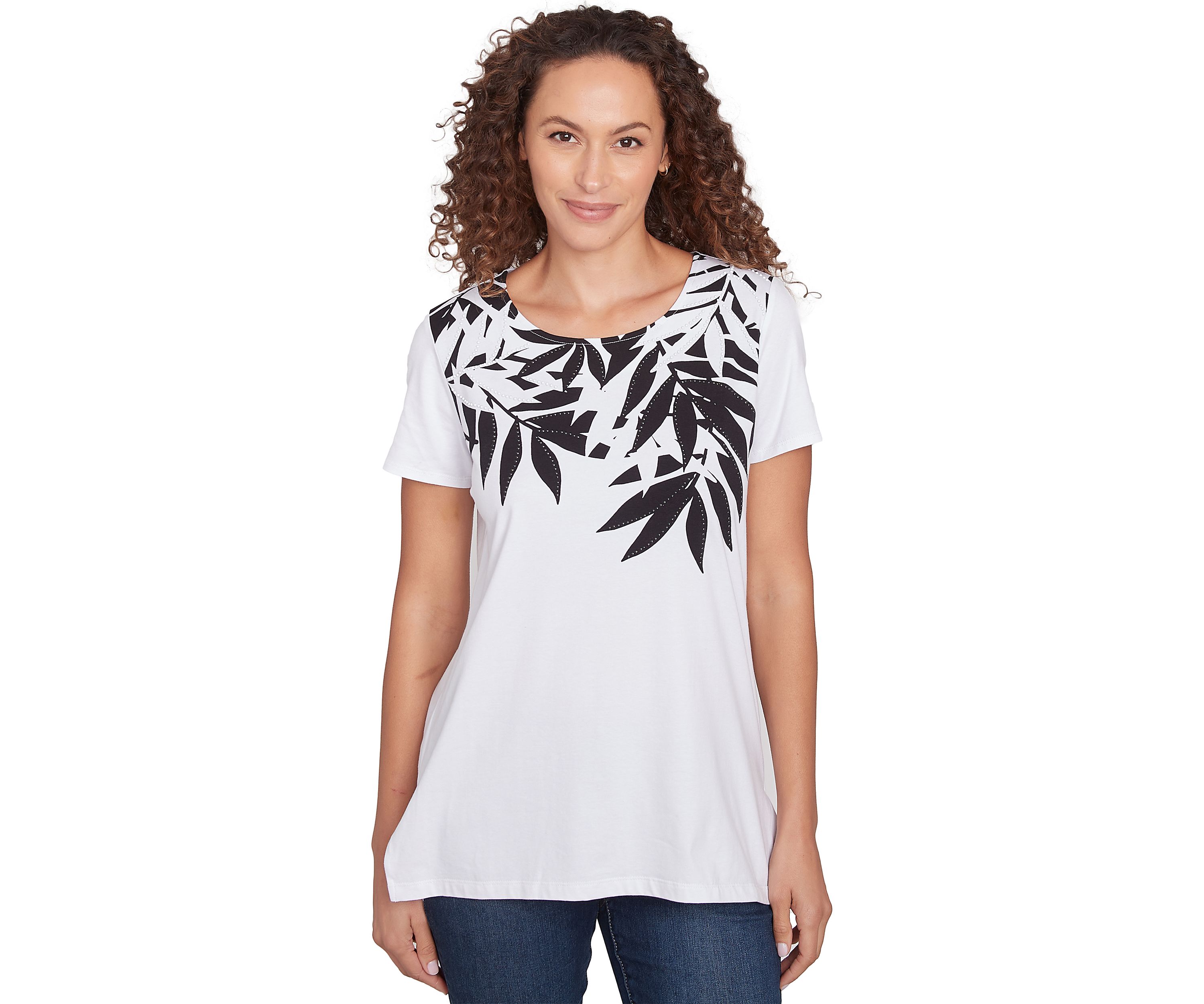 Womens Scoop Neck Palm Print T-Shirt