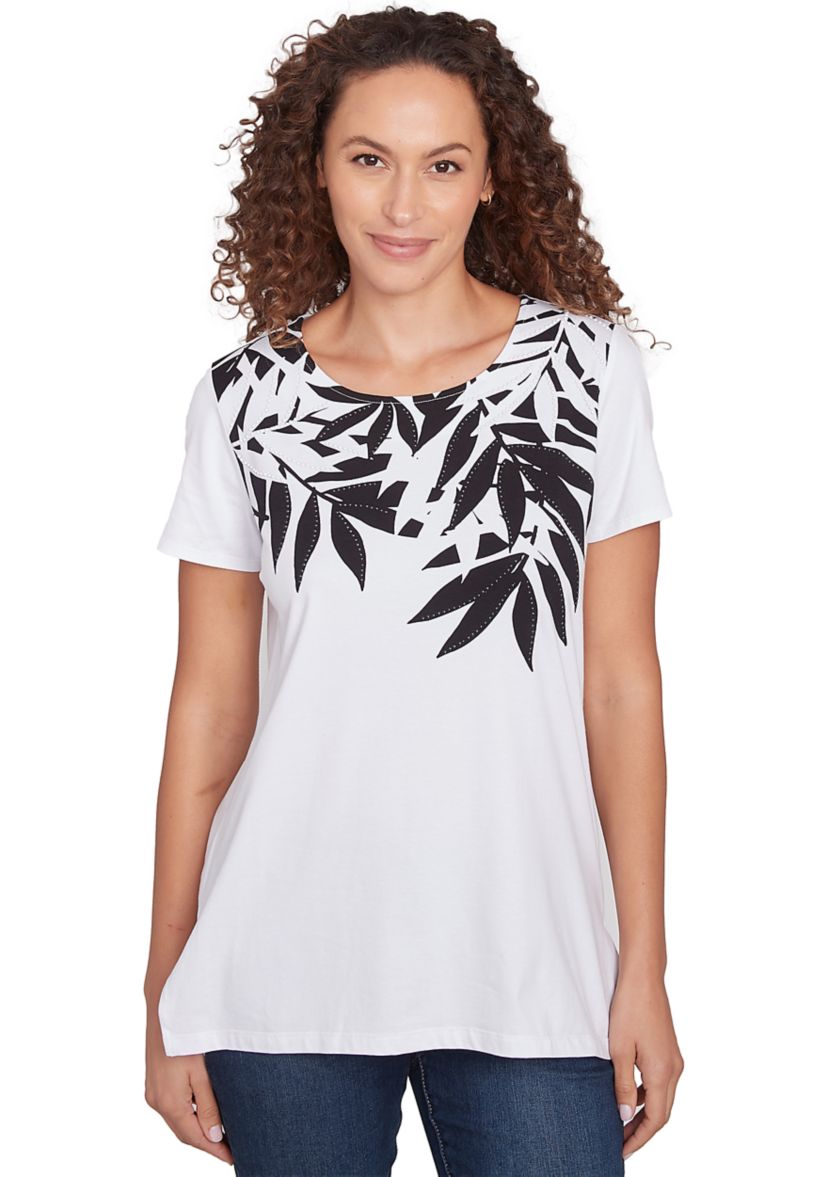 Womens Scoop Neck Palm Print T-Shirt