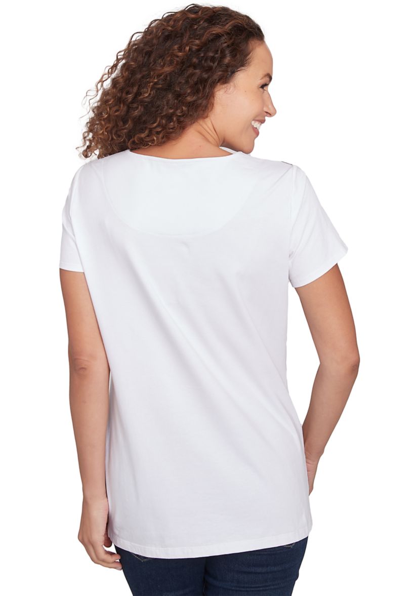 Womens Scoop Neck Palm Print T-Shirt