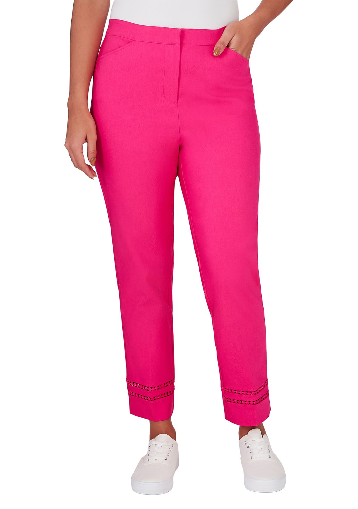 Womens Embroidered Blooms Ankle Pants