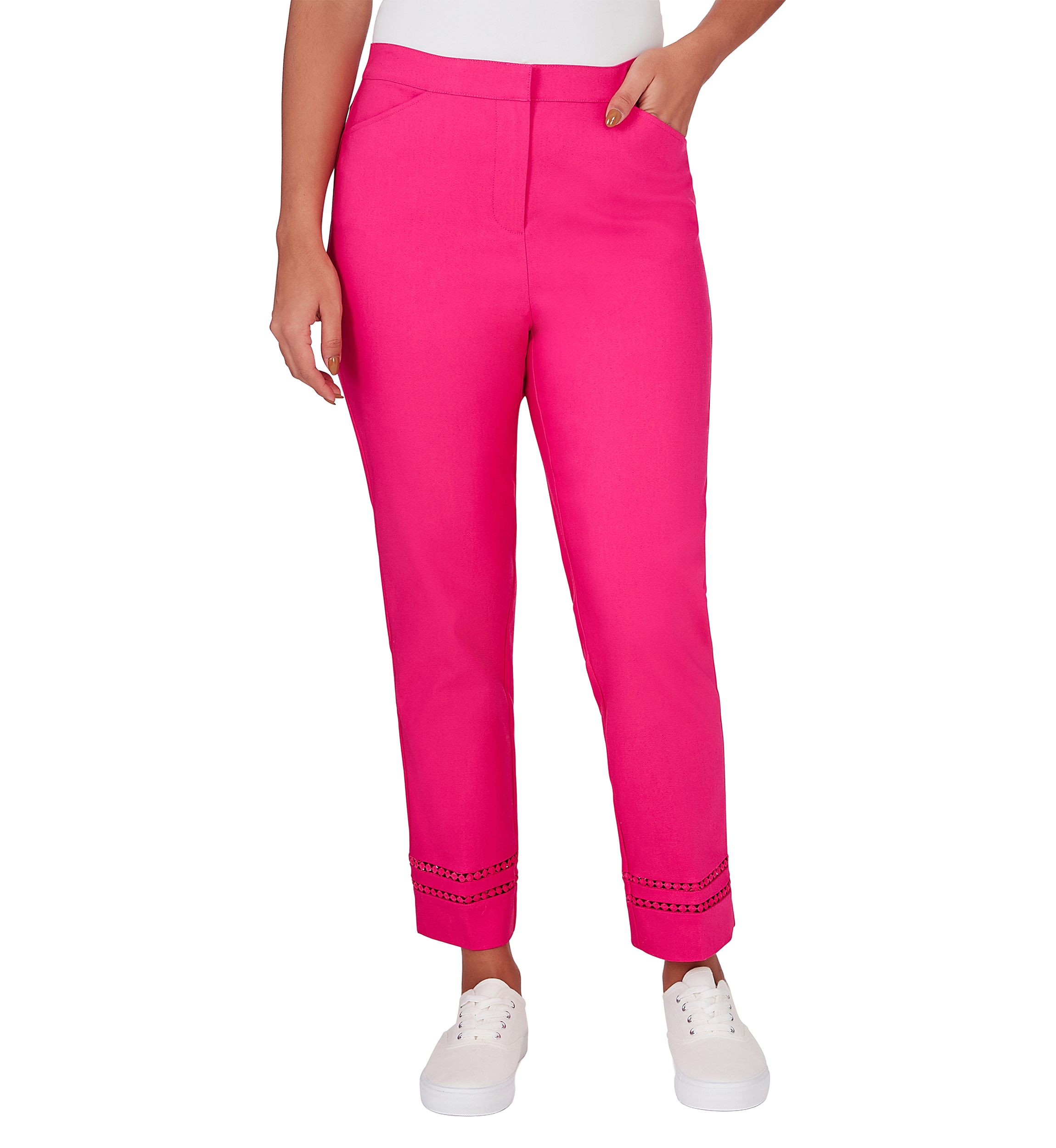 Womens Embroidered Blooms Ankle Pants