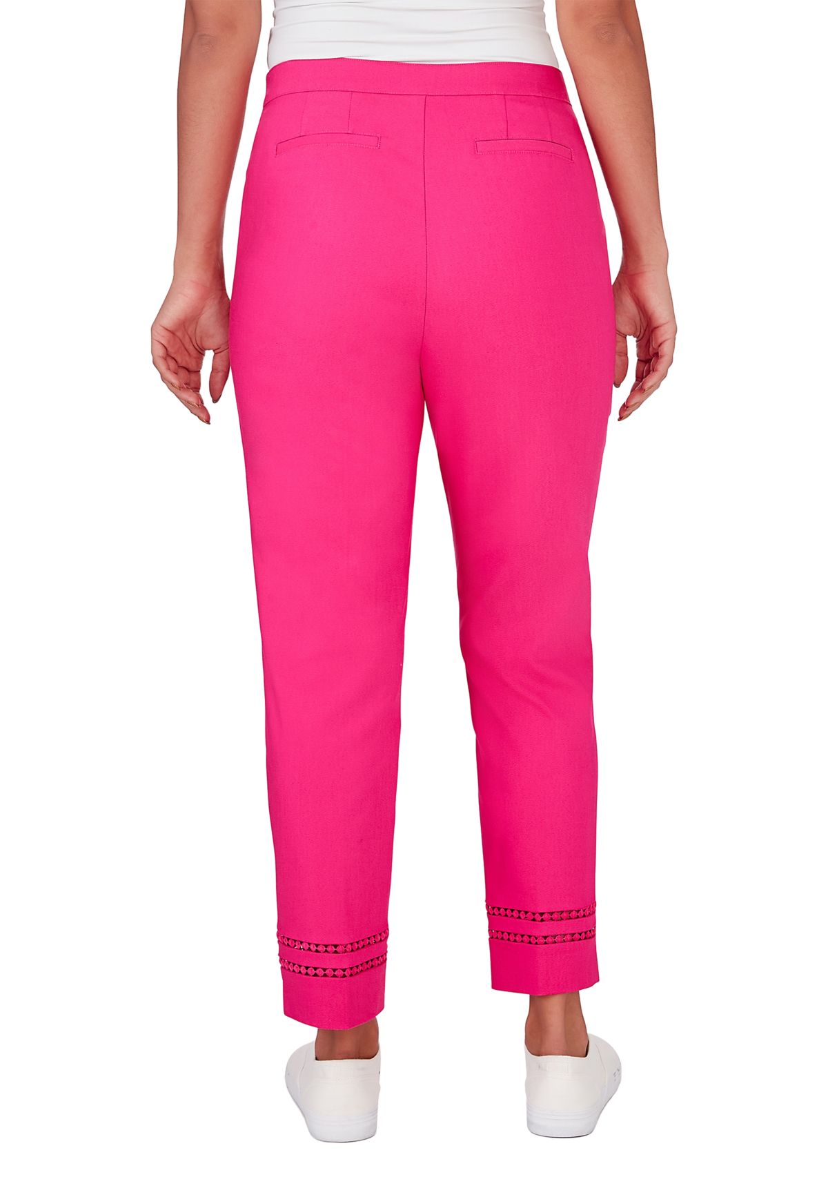 Womens Embroidered Blooms Ankle Pants