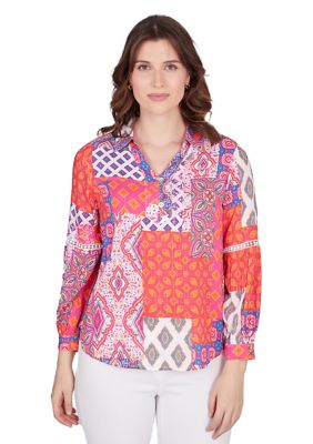 Women's Patchwork  Woven Top