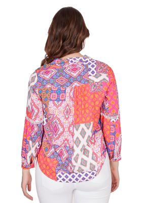 Women's Patchwork  Woven Top