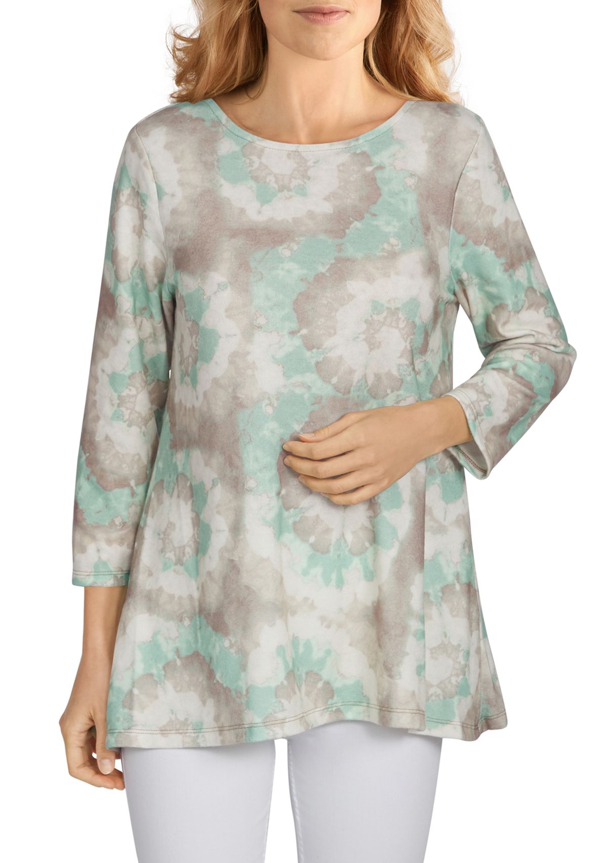 Womens Striped Jewel-Neck Hatchi Top