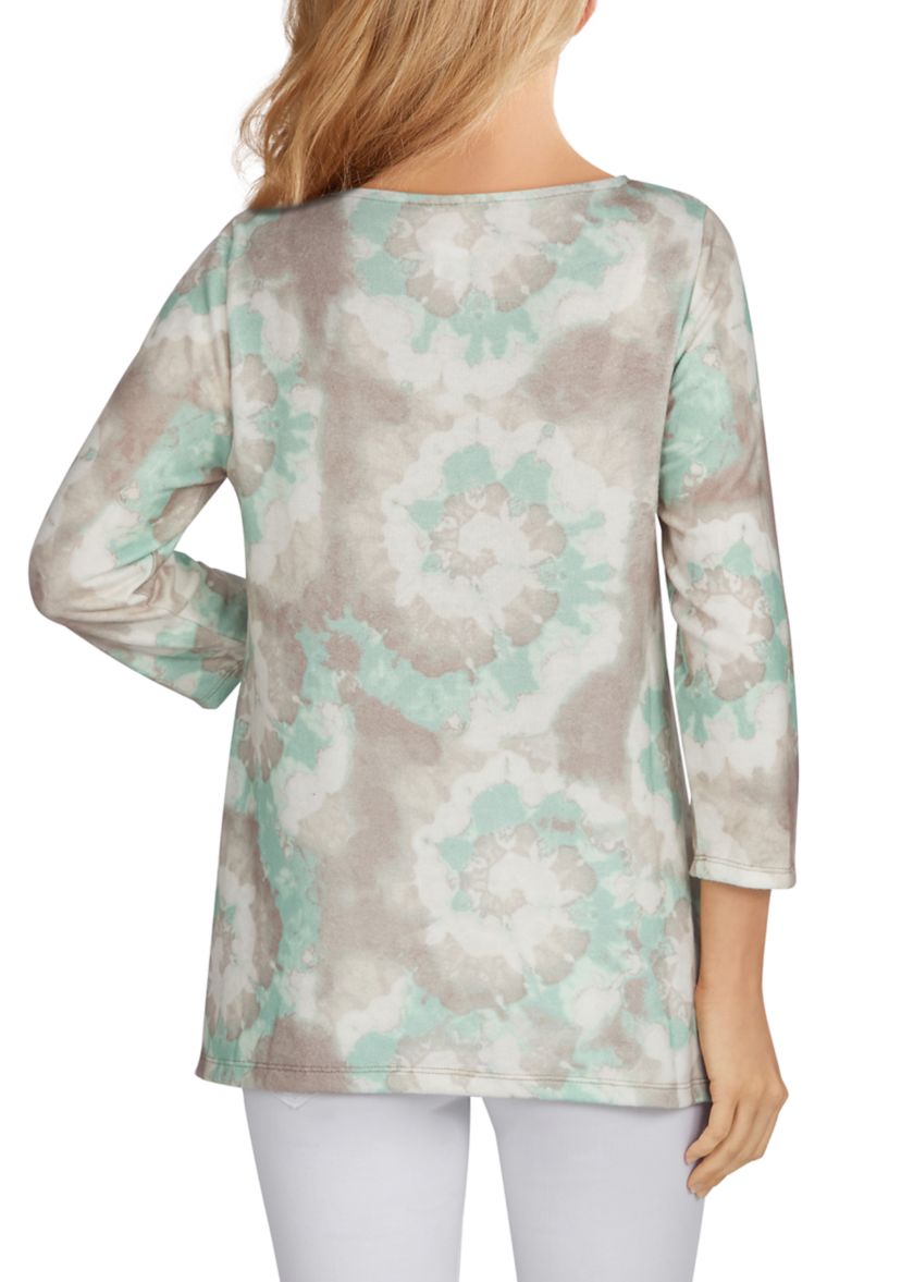 Womens Striped Jewel-Neck Hatchi Top