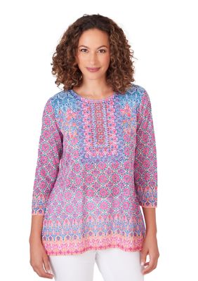 Women's Embroidered Geometric Top