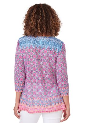 Women's Embroidered Geometric Top