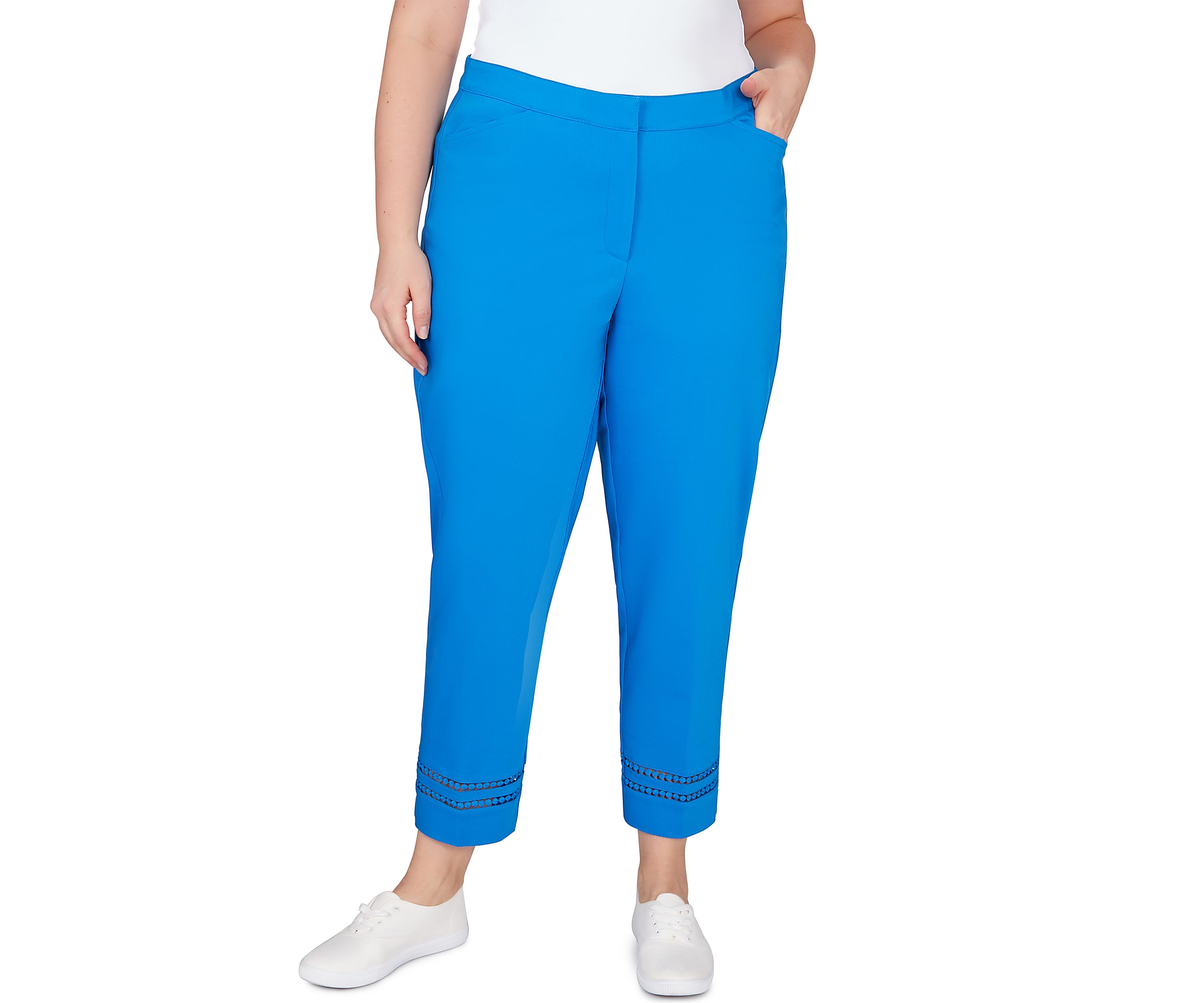 Plus Size Embroidered Blooms Ankle Pants