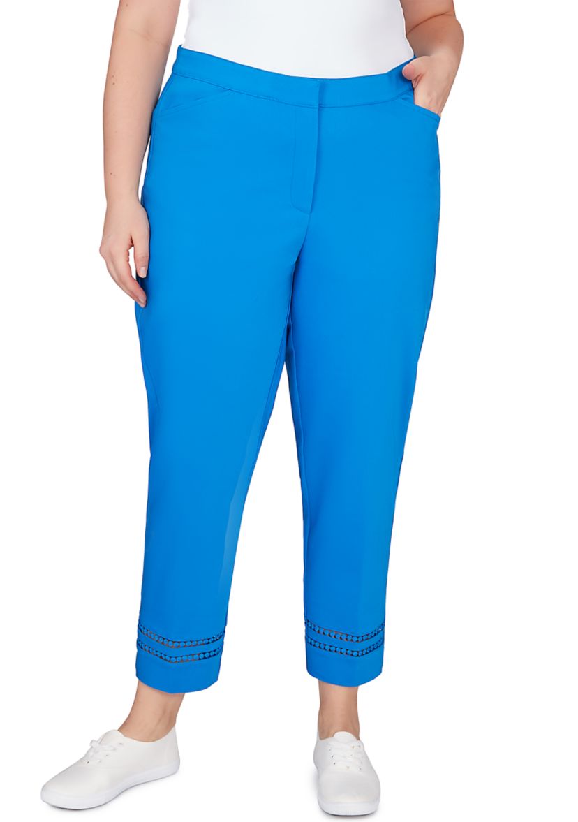 Plus Size Embroidered Blooms Ankle Pants